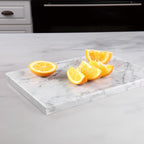 Koville Italian Carrara Marble Cutting Board for Kitchen, 12x8inch Hand Crafted Marble Slab for Cheese, Charcuterie, Pastry Board - Wedding Gift, House Warming Gift