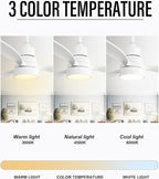 Sofucor Ceiling Fan with Lights, 52 Inch Low Profile Flush Mount Mordern Wood Ceiling Fan with Remote for Indoor Farmhouse Bedroom Living Room Outdoor Patio Porch, Reversible DC Motor, Noiseless
