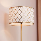 Globe Electric 65787 Kinsley 65" Floor Lamp, Matte Brass, Metal Mesh Over Cotton Shade