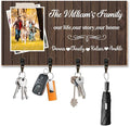 Personalized Family Photo Key Holder Custom Photos Wall Mount Wooden Key Hanger with Family Name Keychain Organizer Hanger for Wall Entryway Home Decor Housewarming Gifts for Birthday,03