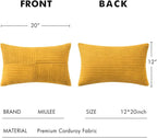 MIULEE Mustard Yellow Corduroy Pillow Covers Pack of 2 Boho Decorative Spliced Throw Pillow Covers Soft Solid Couch Pillowcases Cross Patchwork Textured Covers for Living Room Bed Sofa 12x20 inch