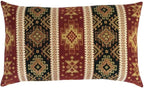 Hippy Throw Pillow Covers Kilim Burgundy Red and Dark Green - 12 x 20 Inches Boho Pillows, Decorative Lumbar Room Decor for Couch, Bohemian Outdoor Case for Farmhouse, Sofa