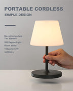 Outdoor Battery Operated Table Lamp Waterproof, 4000mAh Cordless Table Lamp Rechargeable, Touch Dimmable Desk Lamp, LED Night Light for Patio Camping Restaurant Home, H9.6in, Dark Grey