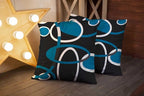 CAPSCEOLL Black Blue White Geometric Circle Printing Decorative Throw Pillow Case 16X16Inch Set of 2 Home Decoration Pillowcase Zippered Pillow Covers Cushion Cover