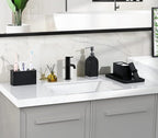 Luxspire Toothbrush Holder, 3 Slots Electric Toothbrush and Toothpaste Holder, Resin Bathroom Countertop Storage Bathroom Accessories Toothbrush Stand for Vanity Counter Organizer Caddy - Black
