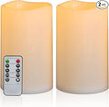 8" x 5" Waterproof Outdoor Flameless Candles Battery Operated LED Flickering Pillar Candles with Remote and Timer for Indoor Outdoor Lanterns, Long Lasting, Ivory White Large, Set of 2
