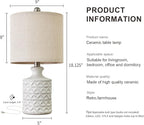 PoKat 18" Farmhouse White Ceramic Table Lamps Set of 2 for Living Room Small Beside Lamps Bedroom Nightstands Lamps End Small Table Lamps
