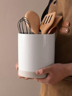 famiware Milkyway Kitchen Utensil Holder for Countertop, 7.2"+5.8" Ceramic Cooking Utensil Crocks for Counter, Utensil Organizer for Spatula & Spoon, Kitchen Decor, Set of 2, White