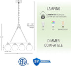 Kira Home Elwood 25" 5-Light Industrial Rustic Farmhouse Wagon Wheel Chandelier + Clear Glass Globe Shades, Smoked Birch Finish