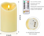 Amagic 4” x 6” Waterproof Outdoor Flameless Candles with Remote, LED Candles Battery Operated with Timer, Flickering Fake Pillar Candle for Patio Yard Porch Decor, Dark Ivory, Set of 2