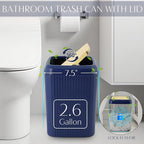 17PCS Bathroom Accessory Set Bathroom Set Navy Blue Bathroom Accessories,Toilet Brush, Trash Can, Qtip Holder Dispenser& 3PCS Soap Dispenser