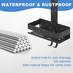 Shower Caddy Over Door Black - 2 Tier Haning Shower Caddy Shelf Rack, Stainless Steel Shower Organizer No Drilling Bath Shower Storage