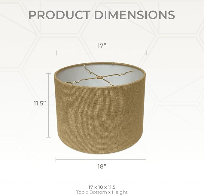 Royal Designs, Inc. HB-610-18BL-2 Shallow Drum Hardback Lamp Shade, 17 x 18 x 11.5, Burlap, 2-Pack