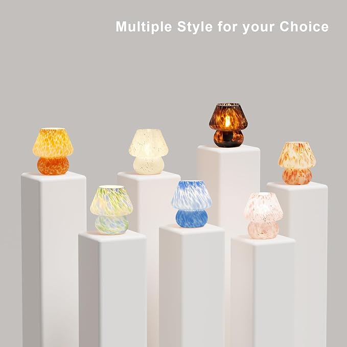 Mushroom Lamp Small Table Lamp for Bedroom, Bedside Lamps for Nightstand, Mushroom Decor Cute Mini Modern Mid Century Lamps, Aesthetic Home Living Room Decor(White)