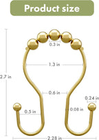AmazerBath 12Pcs Gold Metal Double Shower Curtain Hooks & Rings, Rust Proof, Smooth Glide, Multipurpose