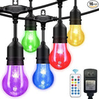 35FT Outdoor String Lights, 11 Shatterproof Edison Bulbs, Dimmable RGB Color Changing Patio Lights with Remote,Waterproof for Garden Commercial LED Decorative Lighting.