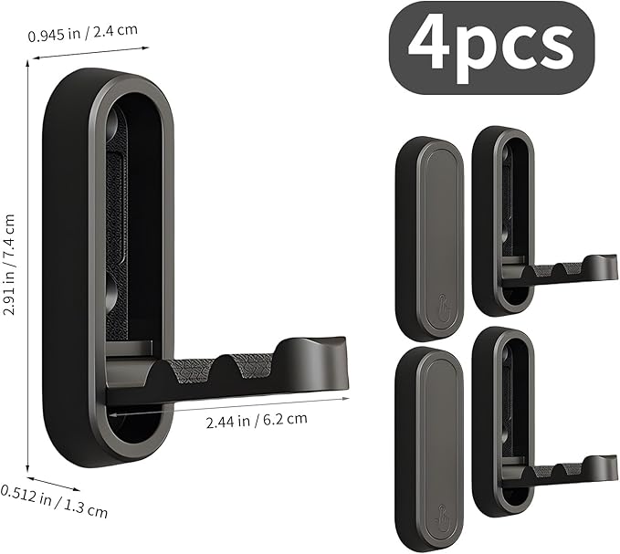 4Pcs Foldable Wall Hooks, Zinc Alloy Folding Hook Black, Heavy Duty Folding Coat Hooks Wall Mounted for Hanging Coat Towels Bags Keys (Black, 4 Pack)