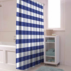 Rustic Navy Blue White Buffalo Check Plaid Pattern Shower Curtain, Farmhouse Shower Curtains Set with Hooks, Waterproof Fabric Bathroom Curtains Decor Home Accessories, Stall Long 54 X 78 Inch
