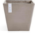 Ecopots Rotterdam Durable Modern Square Indoor/Outdoor Recycled-Based Composite Flower Planter, Taupe, 12"