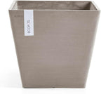 Ecopots Rotterdam Durable Modern Square Indoor/Outdoor Recycled-Based Composite Flower Planter, Taupe, 12"