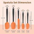 Coukre Silicone Spatula Set of 5,High Temperature Resistant, Food Grade Silicone, Dishwasher Safe, for Baking, Cooking (Orange)