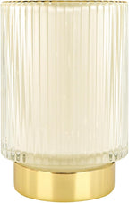 DASITON Makeup Brush holder Organizer,Crystal Cosmetic Makeup Brush Glass Brushes Storage Holder, Vintage Make Up Brush Cup Pen Pencil Holder striped vase(Cream L)