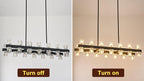 Black Linear Chandelier, 39 Inch 28-Lights Modern Kitchen Island Dining Room Over Table Light Fixture, Industrial Farmhouse Large Pendant Lighting with Crystal Shade