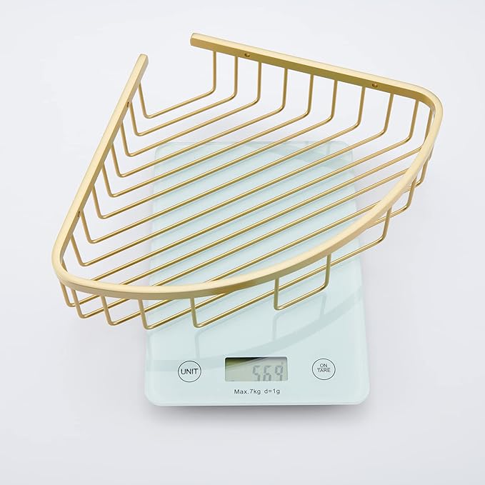 Bathroom Shower Caddy Corner Shelf Basket, Corner-Hollow Design, Ultra Sturdy Rust-Proof Stainless Steel Shelf Organizer Shampoo Holder, Wall Mounted Storage Rack for Bathroom, Brushed Gold