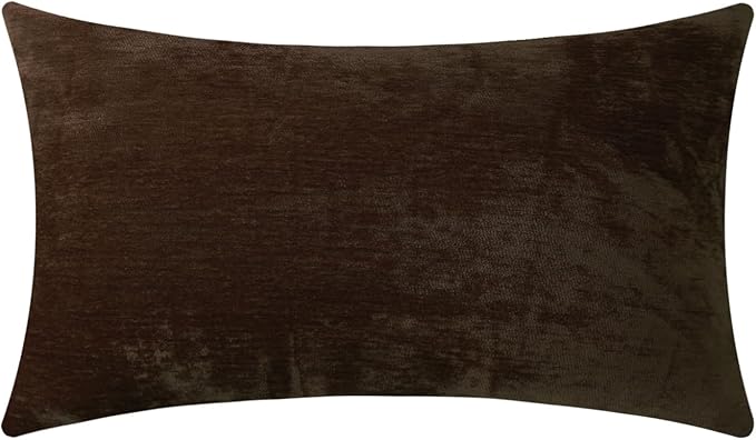 Jeneoo Coffee Brown Decorative Throw Pillow Covers Soft Chenille Comfy Long Lumbar Solid Couch Cushion Cases Decor (Set of 1, 14 x 36 Inches)