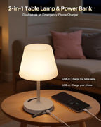 Outdoor Battery Operated Table Lamp, IP54 Waterproof Shower Lamp, 4000mAh Rechargeable Cordless Lamp, 3 Color Temperatures Dimmable, Small Touch Table Lamp for Bedroom, Patio, Camping, Restaurant