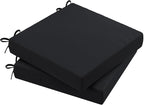 AAAAAcessories Outdoor Seat Cushions for Chairs, Waterproof, Fade-Resistant Patio Furniture Replacement Cushions, 20" x 20" x 3", Set of 2, Black