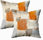 CAPSCEOLL Beige Orange Throw Pillow Covers Modern Home Art Decor,16 X 16 Inches Set of 2 Pillow Cases Decorative,Abstract Oil Painting Pillowcases for Bedroom,Living Room,Cushion Couch Sofa