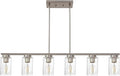 TODOLUZ 6-Lights Farmhouse Chandelier Island Lighting with Seeded Glass Shade, Modern Hanging Ceiling Light Fixtures for Kitchen Bar in Brushed Nickel