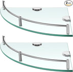 Crowye 2 Pcs Corner Shower Shelf 2-tier Glass Corner Shelf Stainless Steel Wall Mounted Bathroom Organizer for Storing Shower Gel Shampoo Brush, 9.25 Inches