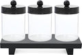 AXX Qtip Dispenser Apothecary Jars Bathroom - Qtip Holder Storage Canister Clear Plastic Jar for Cotton Swab,Q-Tips,Cotton Rounds (G#Black 4Pcs)