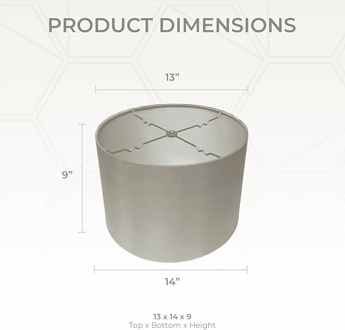Royal Designs, Inc. HB-610-14GR Shallow Drum Hardback Lamp Shade, 13 x 14 x 9, Gray