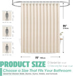 Extra Long Natural Linen Textured Shower Curtain Set with Hooks, Beige Boho Farmhouse Bath Shower Curtains for Bathroom Neutral Cloth, Hotel Luxury, Weighted, 72W x 96L, Cream