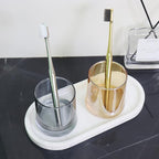 Natural Marble Tray, Oval Vanity Decorative Tray for Bathroom Counter, Countertop Stone Organizer, Catchall Tray for Kitchen, Perfume, Candles, Jewelry Dish Decorative Tray