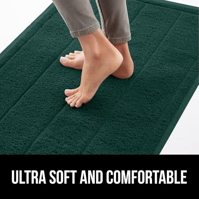 GORILLA GRIP Dirt Grabber Mesh Doormat, Low-Profile, Stain and Fade Resistant Heavy Duty Quick Dry Striped Doormats, Mats for Indoor or Outdoor Entry, Shoe Scraper, Garage Entrance Mat, 35x23, Green
