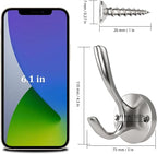 ZUONAI Towel Hooks for Bathrooms Wall Mounted 2 Pack Brushed Nickel Coat Hooks Heavy Duty Towel Wall Hooks for Coats Robes Hats Bath Entryway Cubicle Kitchen
