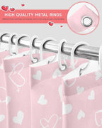 Vandarllin Pink Valentine's Day Shower Curtain, Valentines Love Heart Shower Curtains Set with Hooks, Waterproof Fabric Bathroom Curtains Decor Home Accessories, 60 X 72 Inch Long