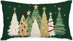 AACORS Christmas Pillow Cover 12X20 Inch Watercolor Christmas Tree Stars Decoration Holiday Farmhouse Winter Pillow Case for Sofa Couch Decor（Green） AA366-12