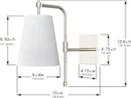 Swing Arm Wall Lamps Set of 2, Fabric Linen Shade, Hardwired Wall Mounted Light Fixture for Bedside, Living Room, Bathroom, Versatile Home Decor (Brushed Nickel)