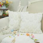GEEORY Easter Bunny Soft Plush Pillow Covers, 16 x 16 Inch Set of 2, Fluffy Faux Fur Wool Decorative Farmhouse Cushion Case for Sofa Home Decoration Beige GC013-16