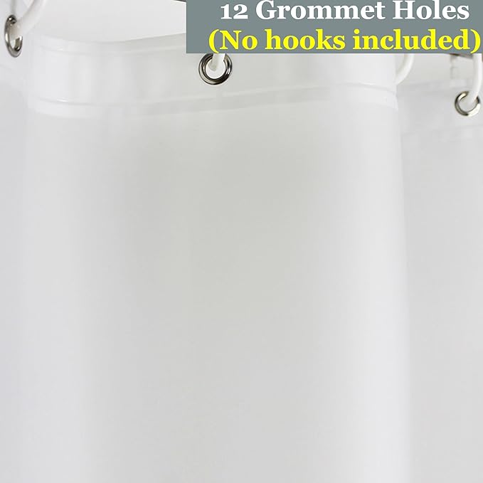 Magnetic Shower Curtain Liner with Magnetic Splash Guard Clips for Leak Proof, Bottom Magnets, Lightweight, BPA & PVC Free, 72x72, White Frost