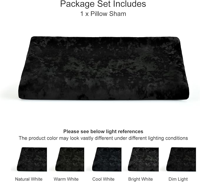 PHF Truly Velvet Zippered Body Pillowcase, No Insert, 1 Pack Ultra Soft Breathable Pillow Sham Cover with Zipper, 20"X 54" Long Luxury Cozy Warm Fuzzy Flannel Body Pillow Case, Black
