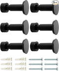 Screw Mount Round Hooks Constructed of Stainless Steel for Towels, Robes, Hats, Jackets in The Bathroom, Bedroom, Kitchen, Entry, and Backyard BBQ Pool Deck - Smooth Black, 6 Pack