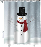 Vandarllin Custom Christmas Snowman Bathroom Shower Curtain,Waterproof Polyester Fabric -Blue Red White-60" x 72"