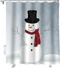 Vandarllin Custom Christmas Snowman Bathroom Shower Curtain,Waterproof Polyester Fabric -Blue Red White