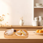 2 Pack Bamboo Serving Trays with Handles, Rectangular Bamboo Trays for Serving Food, Tea, or Dining in Bed